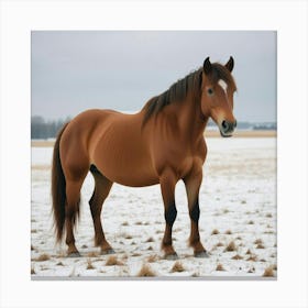 Horse Standing In The Snow 4 Canvas Print