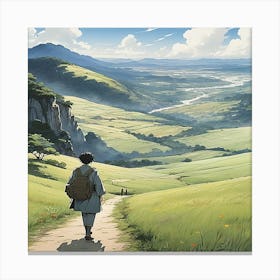 Man Walking Down A Path Canvas Print