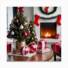 Christmas Tree In The Living Room Canvas Print