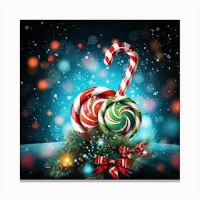 Christmas Background With Candy Canes Canvas Print