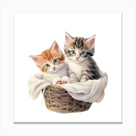 Kittens In A Basket.1 Canvas Print