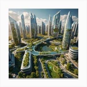 Futuristic Cityscape Canvas Print