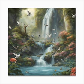 Waterfall In The Forest 3 Canvas Print