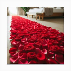 Red Rose Petals On The Floor Canvas Print