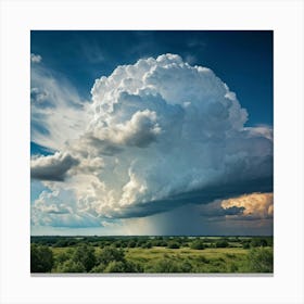 Cumulus Clouds Billowing High In An Overcast Sky Nature Landscape Bathed In Spring Air Sunlight Pi (1) Canvas Print