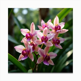 A Beautiful Arrangement Of Wild Orchids In A Tropical Setting 3 Canvas Print