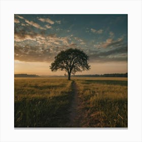 Lone Tree In The Field Canvas Print