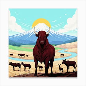 Bull In The Field 2 Canvas Print