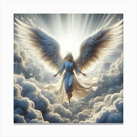 A Beautiful Angel Descending From Heaven On A Cloud Canvas Print