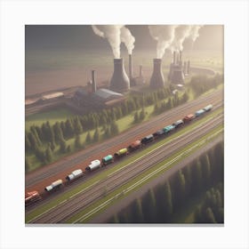 Aerial View Of A Factory Canvas Print