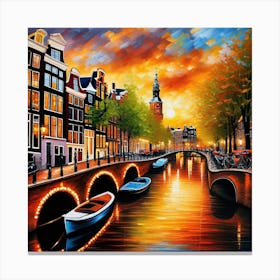 Amsterdam At Sunset Canvas Print