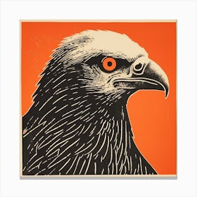 Retro Bird Lithograph Crested Caracara 2 Canvas Print