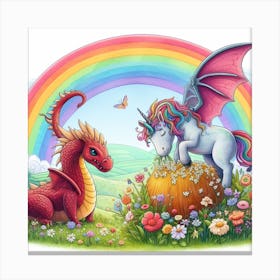 Dragon And Unicorn Canvas Print