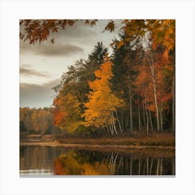 Autumn Trees By The Lake Canvas Print