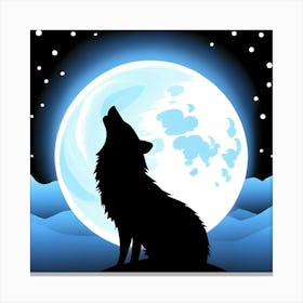 Howling Wolf Silhouette Canvas Print