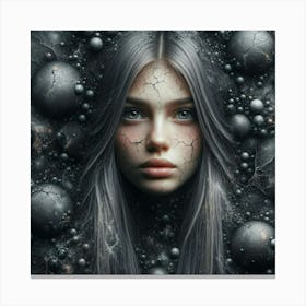 Girl Surrounded By Spheres Canvas Print