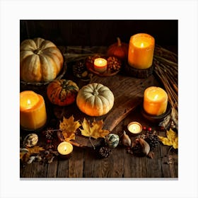 Autumn Leaves And Pumpkins 2 Canvas Print