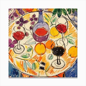 Wine With Friends Matisse Style 1 Canvas Print