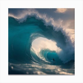 Surfer Riding A Wave Canvas Print