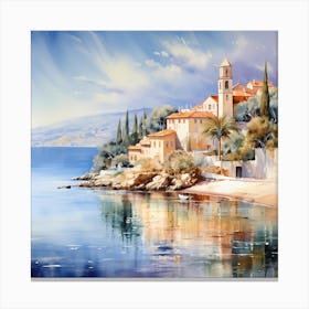 AI Azure Serenity: Timeless Mediterranean Canvas Print