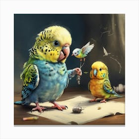 Budgies Canvas Print