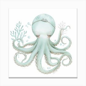 Cute Storybook Style Octopus Sleeping Canvas Print