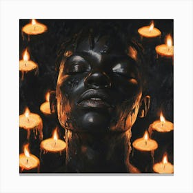 Woman With Candles Canvas Print