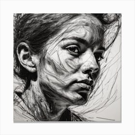 A Portrait Created With A Dynamic And Abstract Scribbling Style Capturing The Subjects Features With A Sense Of Energy And Movement Canvas Print