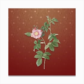 Vintage Big Flowered Dog Rose Botanical on Falu Red Pattern Canvas Print