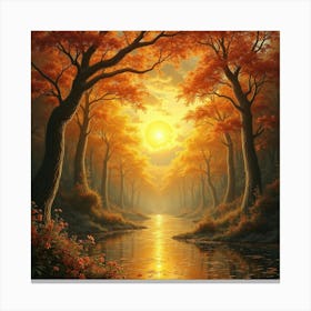 Sunset By The River Canvas Print