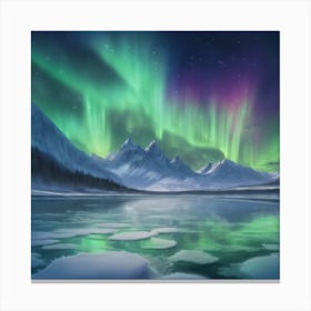 553975 Glowing Aurora Borealis Over A Frozen Lake, With T Xl 1024 V1 0 Canvas Print