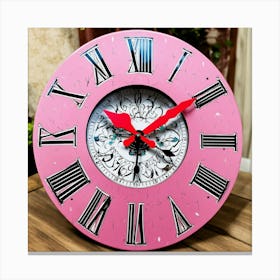 Pink Clock With Beautiful Designs And Numbers Canvas Print