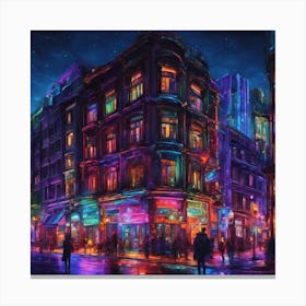 Neon City Night Canvas Print