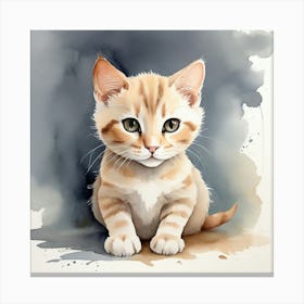 Watercolor Kitten Painting Canvas Print