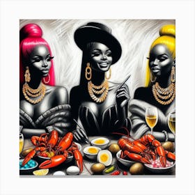 Three Ladies At A Table Canvas Print