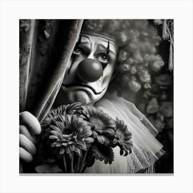 Clown With Flowers 3 Canvas Print