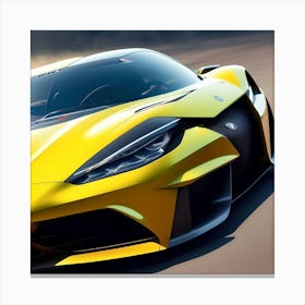 yellow sports car Side Image Canvas Print