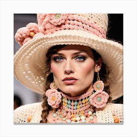 Model In Crocheted Hat Canvas Print