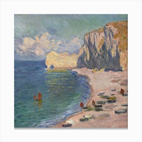 Étretat, The Beach And The Falaise D’Amont, Claude Monet Canvas Print
