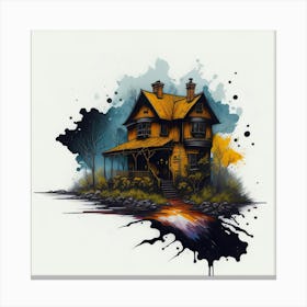 Colored House Ink Painting (37) Canvas Print