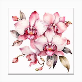 Pattern with pink Orchid flowers 1 Canvas Print