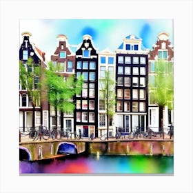 Amsterdam Houses Watercolor Art Print Canvas Print