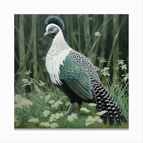 Ohara Koson Inspired Bird Painting Pheasant 1 Square Canvas Print