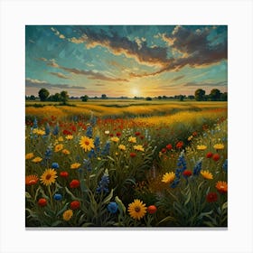 Sunset In The Meadow 1 Canvas Print