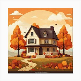 Autumn House Background Canvas Print