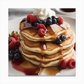 Pancakes With Berries And Syrup Canvas Print