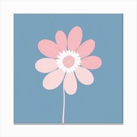 A White And Pink Flower In Minimalist Style Square Composition 144 Canvas Print