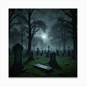 Graveyard At Night 11 Canvas Print