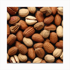 Almonds On A Black Background 12 Canvas Print