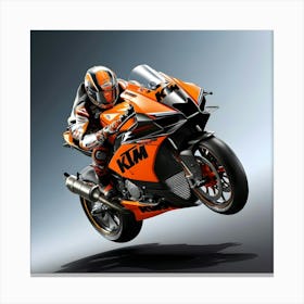 A Highly Detailed, Photorealistic Illustration Of A Sleek, Orange, And Black MotoGP KTM 1 Canvas Print